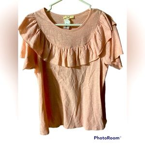 Easel Boutique Lightweight Peach Ruffle Chest Top (S)